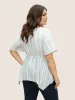 Striped Drawstring Hanky Hem Blouse sold by Bloomchic