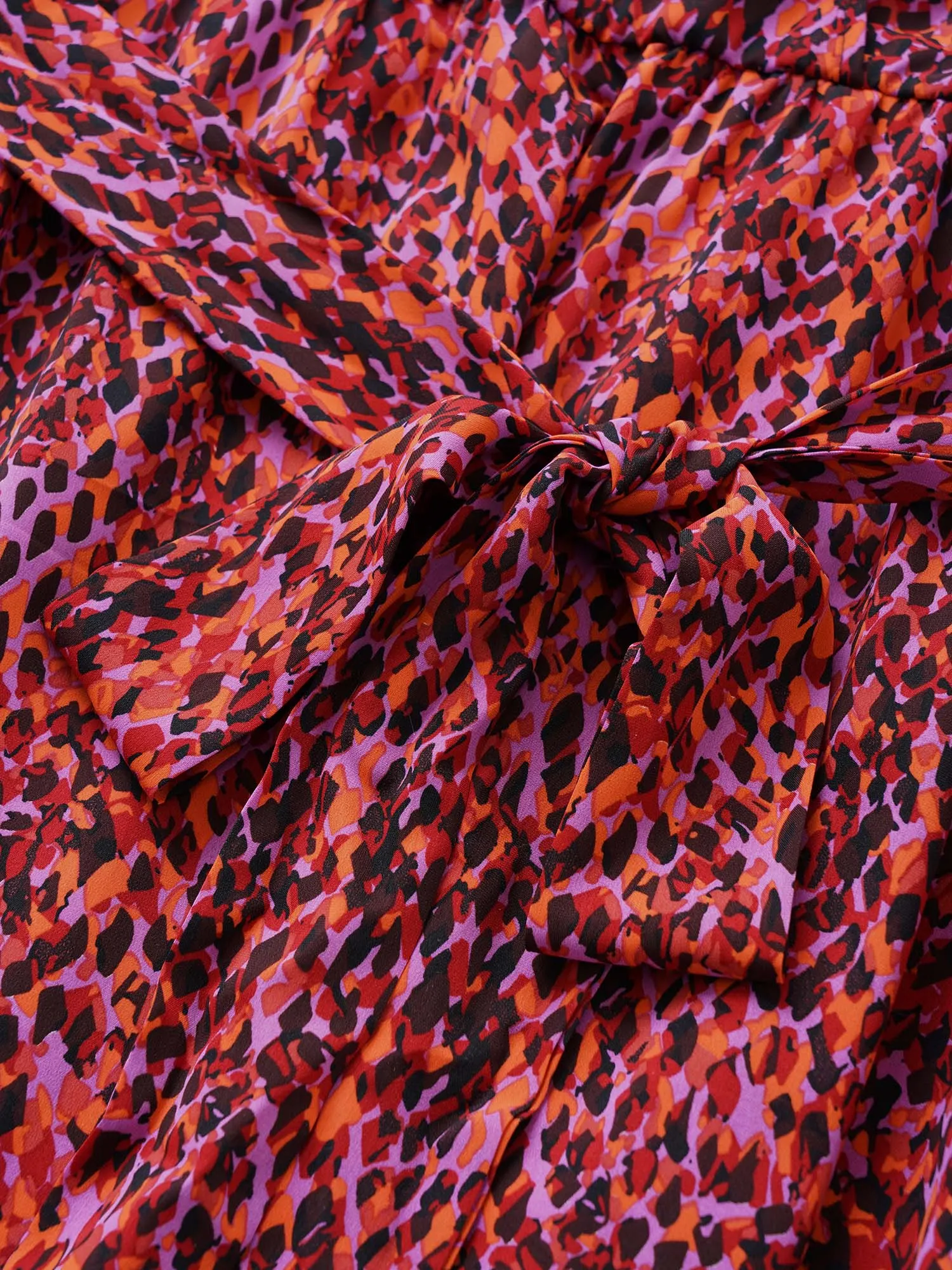 Allover Print Elastic Waist Belted Wrap Dress sold by Bloomchic product image thumbnail 5