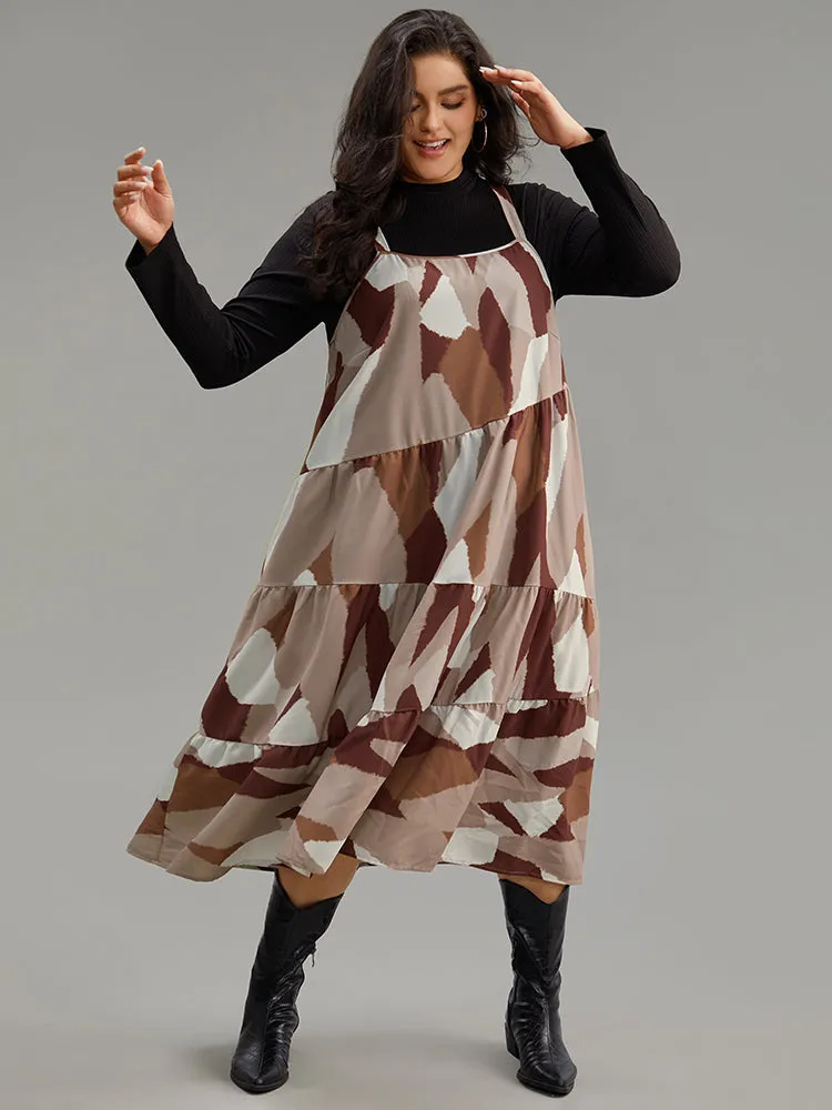 Colorblock Contrast Pocket Cami Ruffle Hem Dress sold by Bloomchic product image thumbnail 5