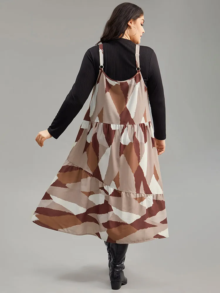 Colorblock Contrast Pocket Cami Ruffle Hem Dress sold by Bloomchic product image thumbnail 2