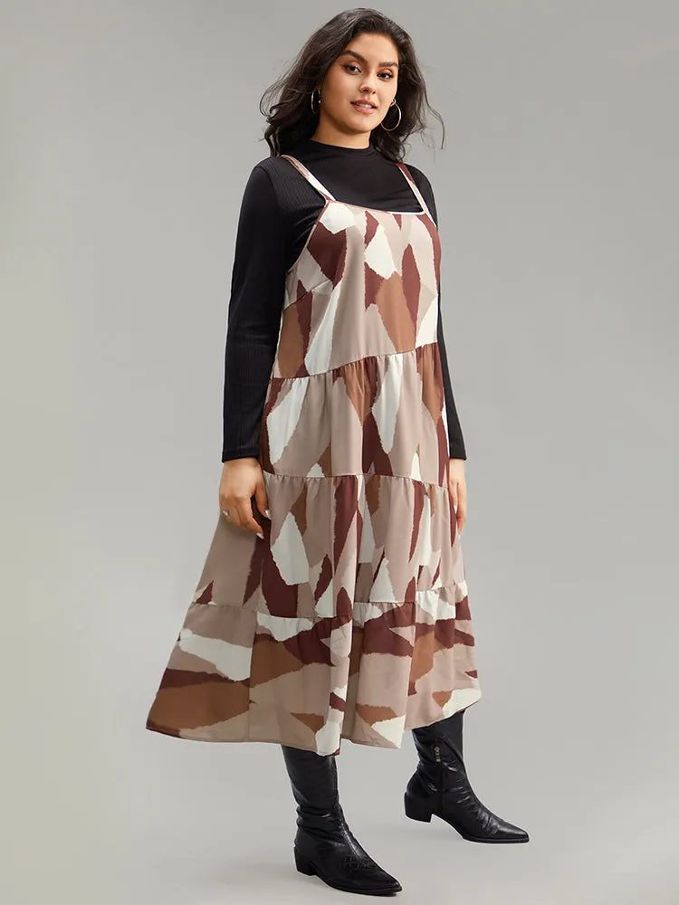 Colorblock Contrast Pocket Cami Ruffle Hem Dress sold by Bloomchic product image thumbnail 3