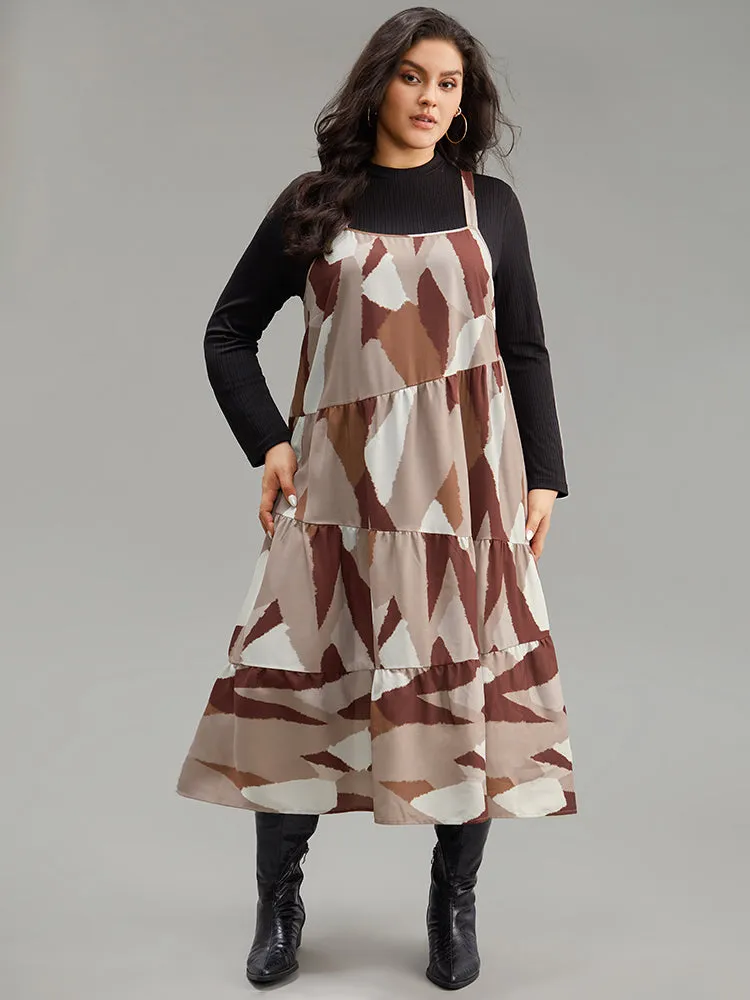 Colorblock Contrast Pocket Cami Ruffle Hem Dress sold by Bloomchic product image thumbnail 4