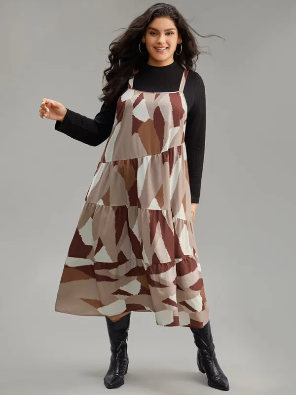 Colorblock Contrast Pocket Cami Ruffle Hem Dress sold by Bloomchic