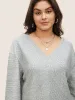 Solid Plisse V Neck Drop Shoulder Sweatshirt sold by Bloomchic