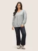 Solid Plisse V Neck Drop Shoulder Sweatshirt sold by Bloomchic