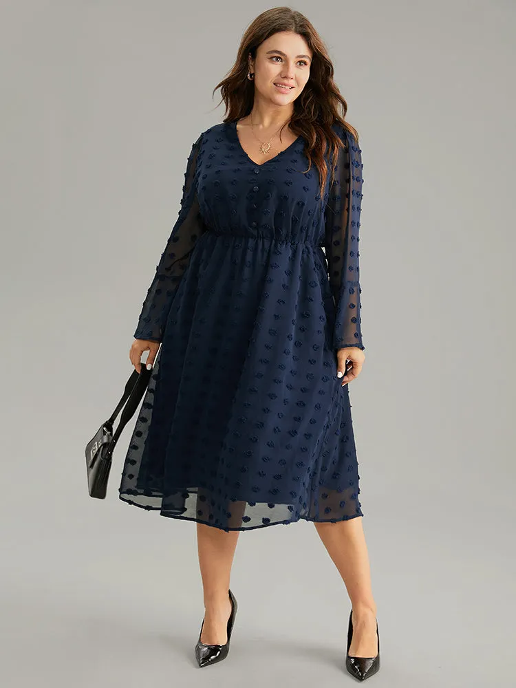 Plain Texture Elastic Waist Jacquard Dress sold by Bloomchic product image thumbnail 2