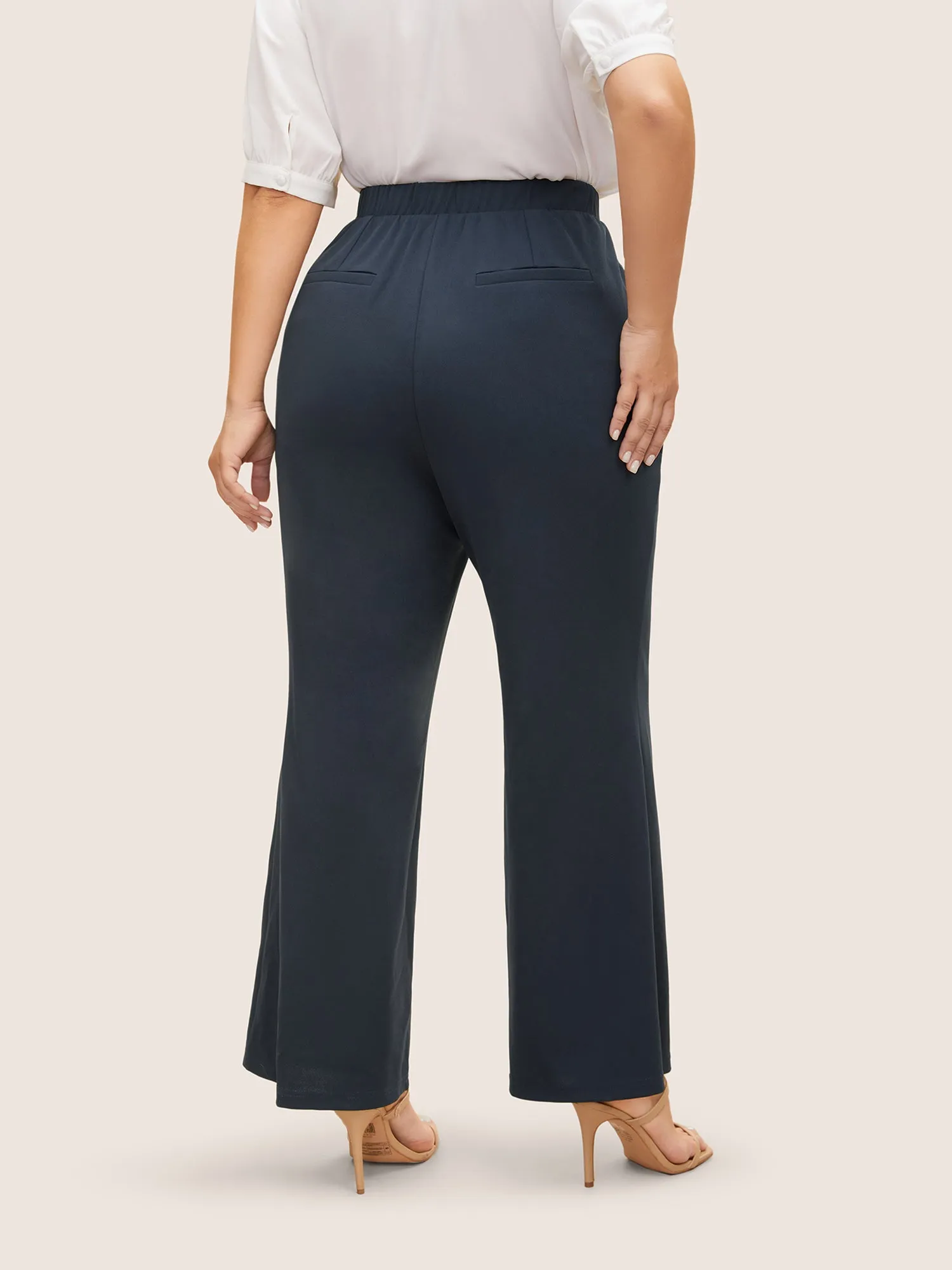 Silver-Button Wide-Leg Pants sold by Bloomchic product image thumbnail 3