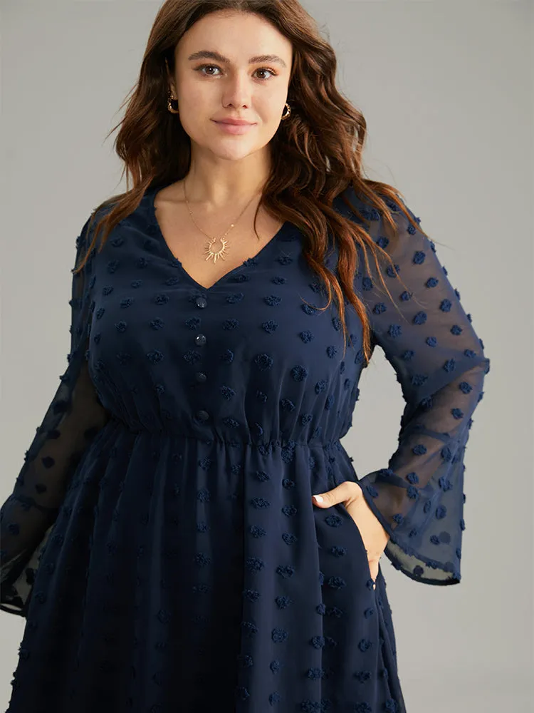 Plain Texture Elastic Waist Jacquard Dress sold by Bloomchic product image thumbnail 4