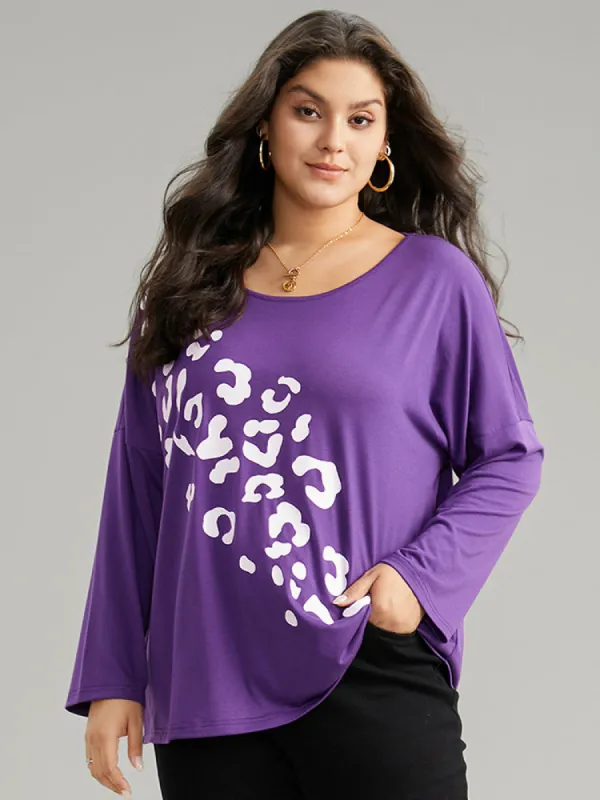 Leopard Print Two Tone T-shirt sold by Bloomchic