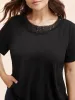 Crew Neck Stretch Lace Patchwork T-shirt sold by Bloomchic