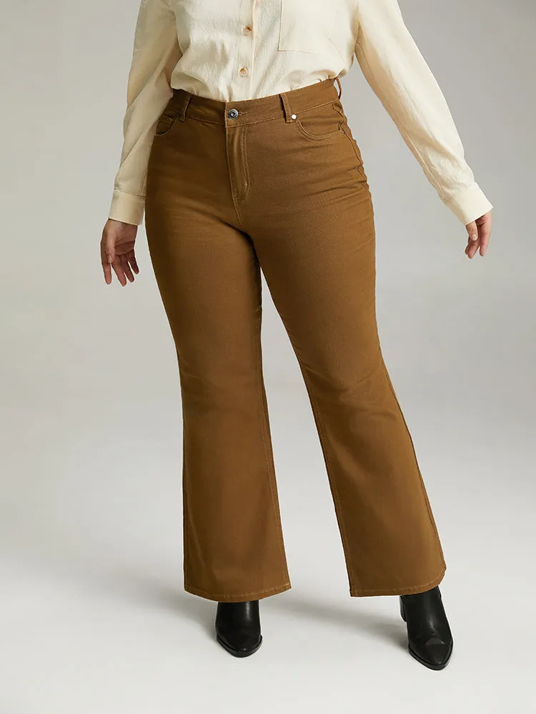 Cotton Plain Color Wash Bootcut Jeans sold by Bloomchic