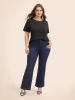 Crew Neck Stretch Lace Patchwork T-shirt sold by Bloomchic