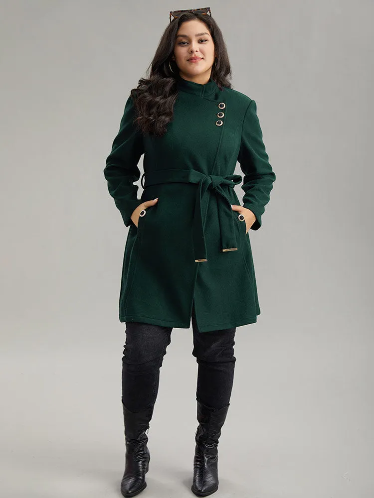 Solid Metal Detail Belted Pocket Coat sold by Bloomchic product image thumbnail 4