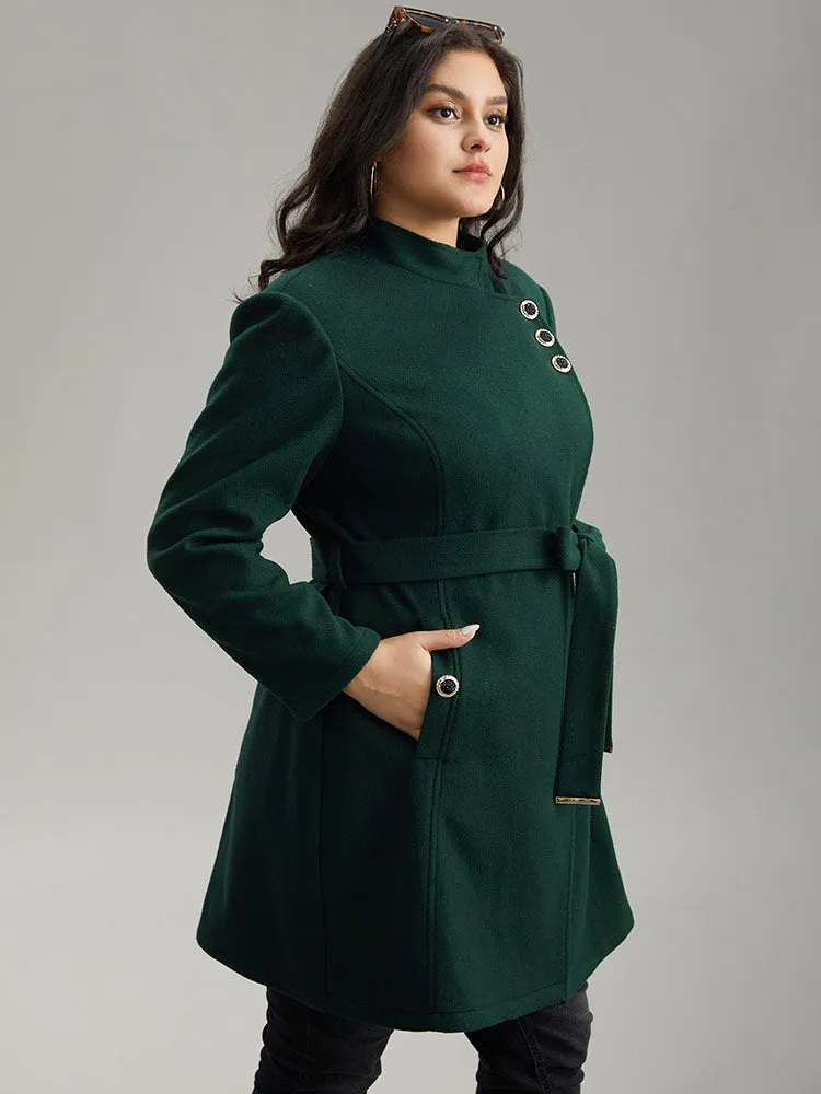 Solid Metal Detail Belted Pocket Coat sold by Bloomchic product image thumbnail 2