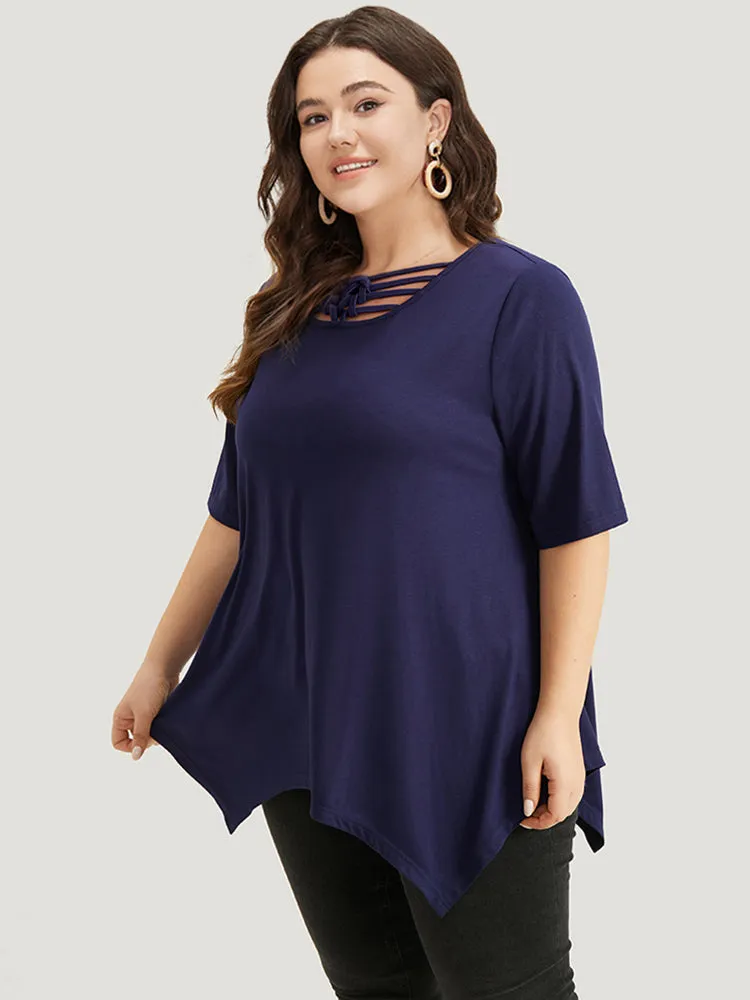 Halloween Plain Crisscross Knot Hanky Hem T-shirt sold by Bloomchic product image thumbnail 2