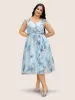 Watercolor Floral Wrap Belted Midi Dress sold by Bloomchic