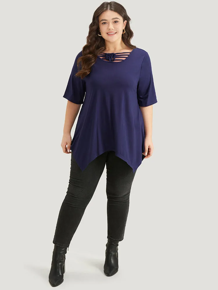 Halloween Plain Crisscross Knot Hanky Hem T-shirt sold by Bloomchic product image thumbnail 5