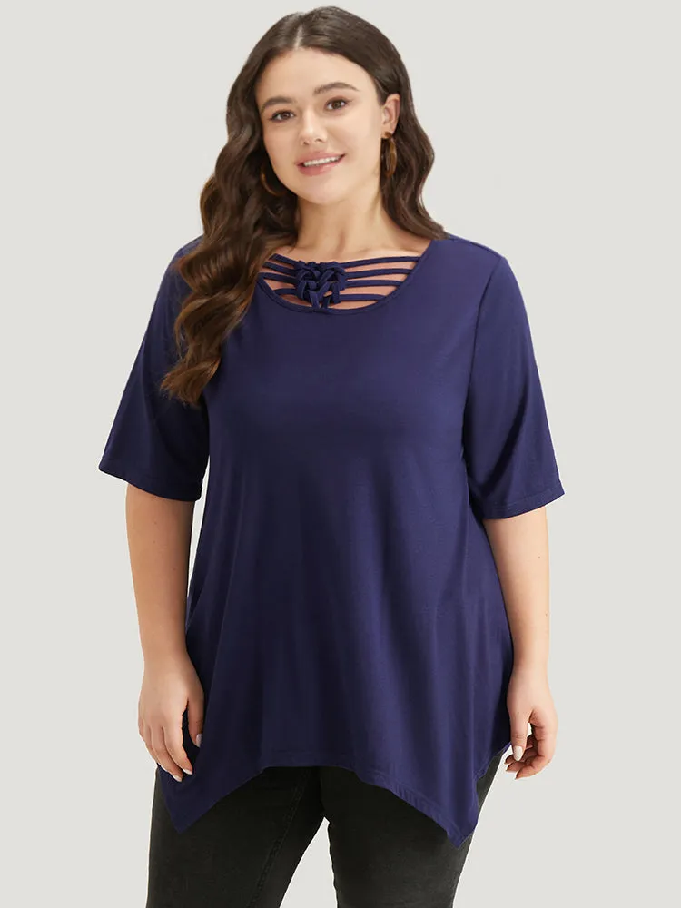 Halloween Plain Crisscross Knot Hanky Hem T-shirt sold by Bloomchic product image thumbnail 4