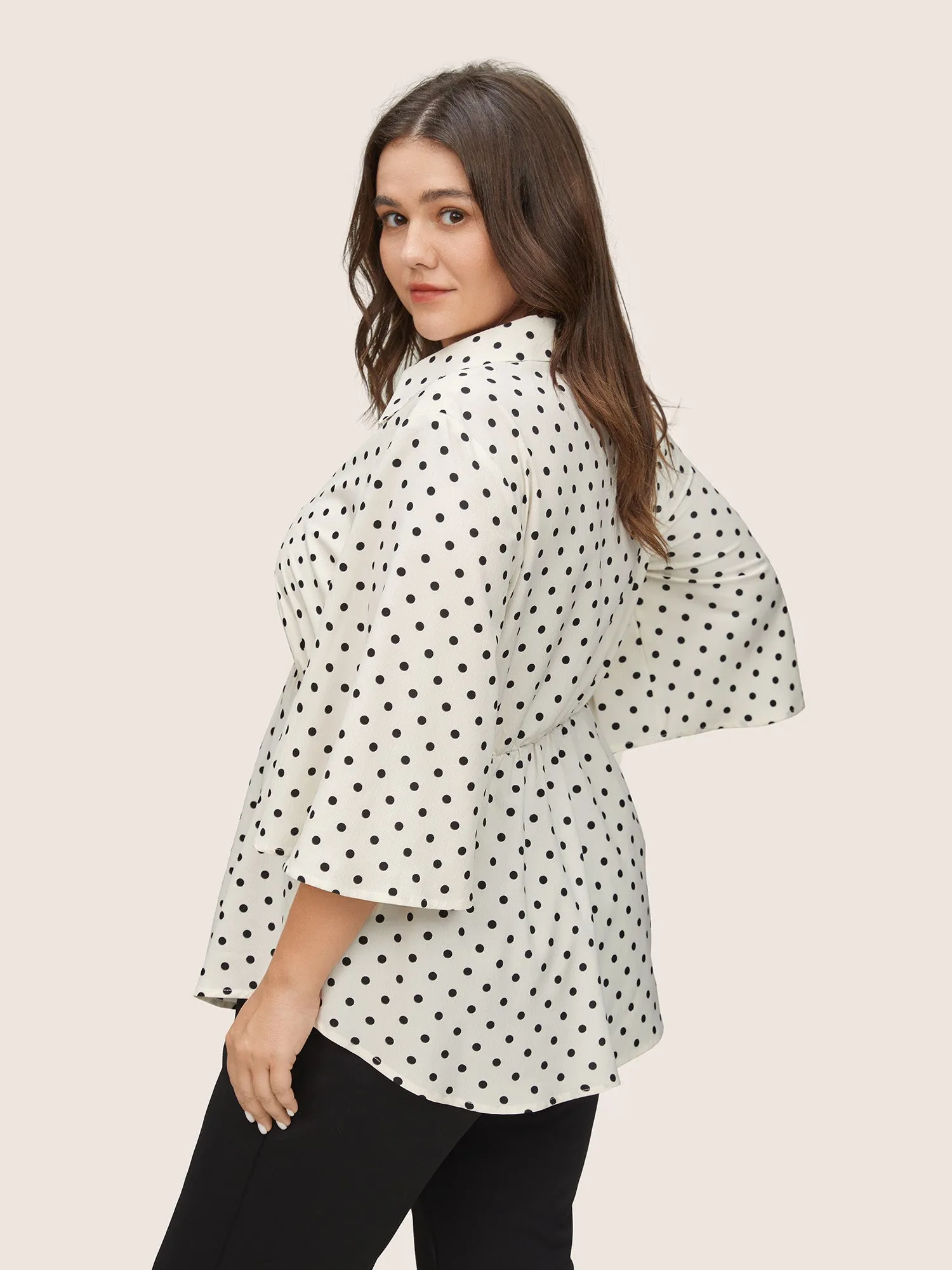 Polka Dot Button Detail Arc Hem Blouse sold by Bloomchic product image thumbnail 4
