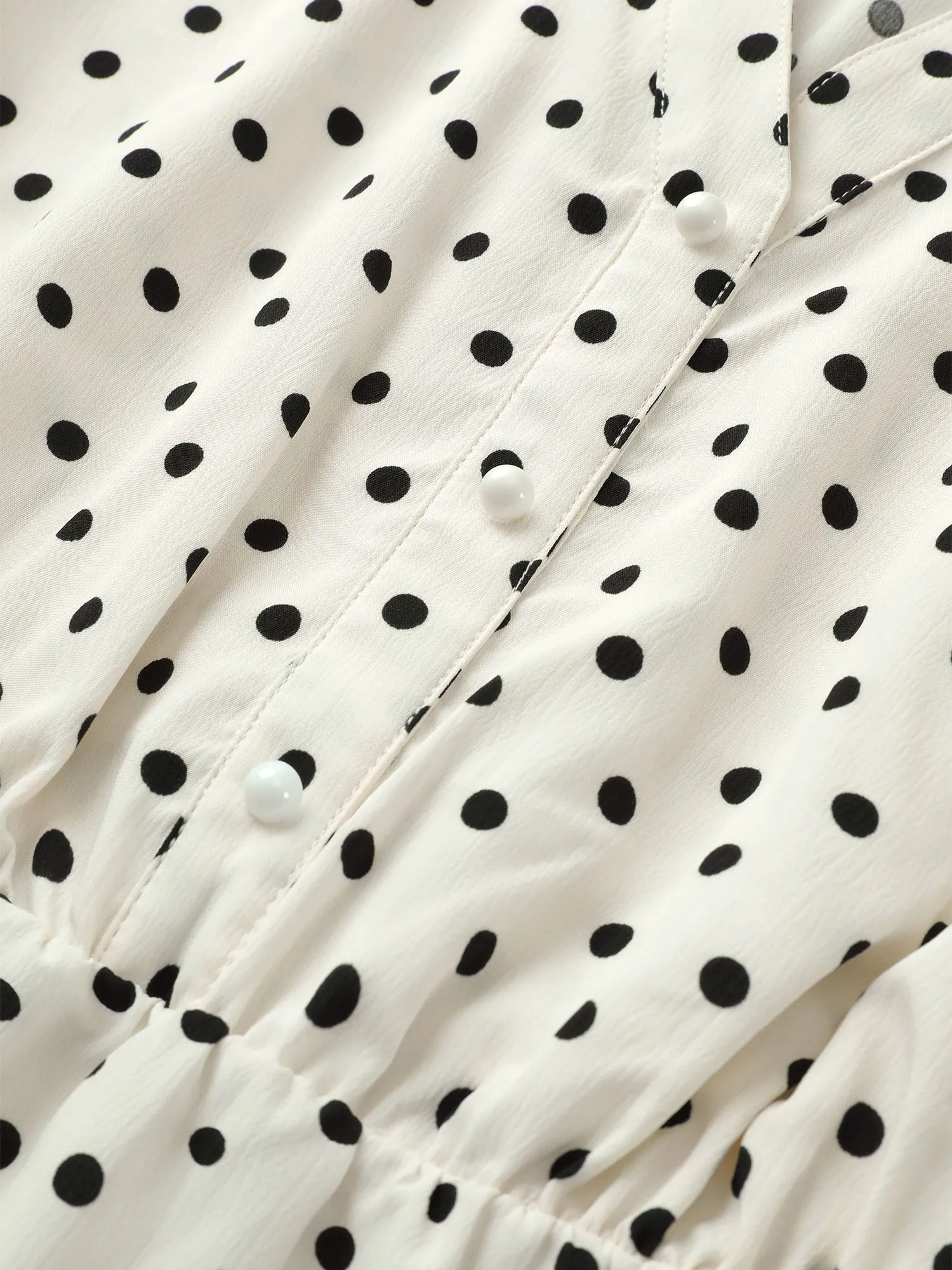 Polka Dot Button Detail Arc Hem Blouse sold by Bloomchic product image thumbnail 5