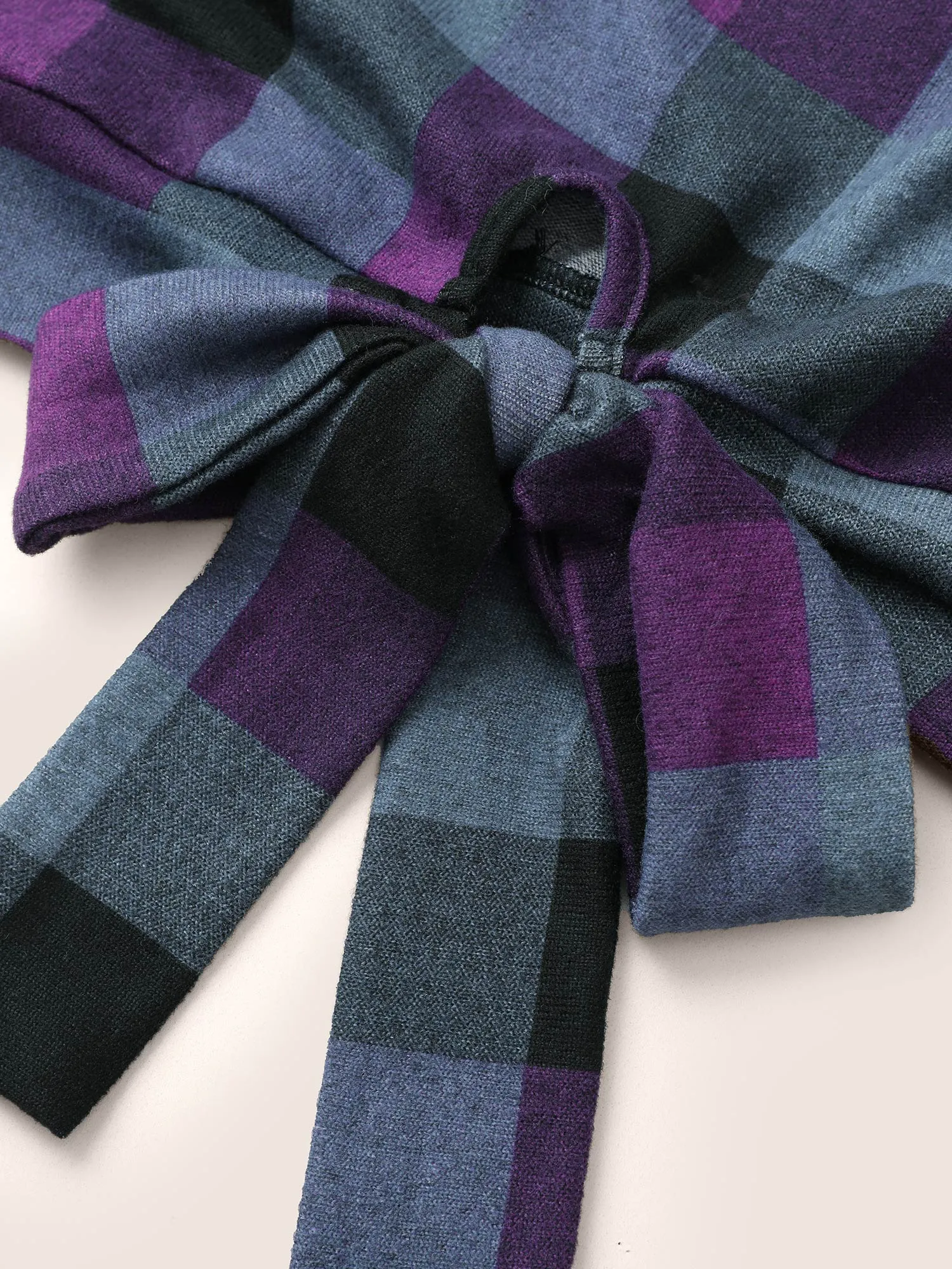 Plaid Shirred Cuffs Bowknot Detail T-shirt sold by Bloomchic product image thumbnail 5