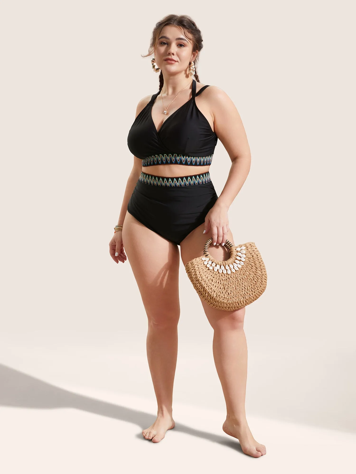 Embroidered Elastic Waist High Rise Swim Bottom sold by Bloomchic product image thumbnail 4