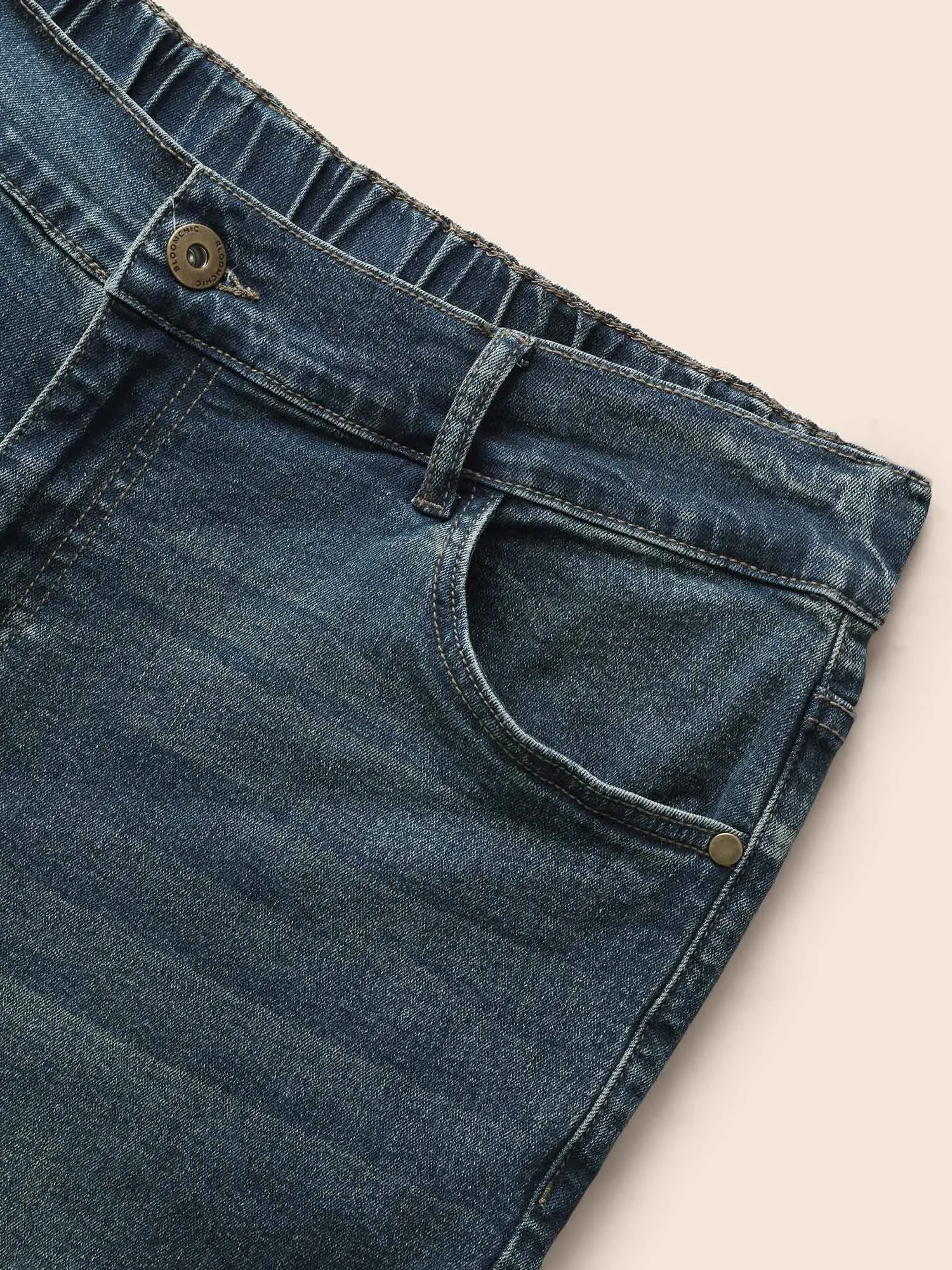 Medium Wash Button Up Roll Hem Jeans sold by Bloomchic product image thumbnail 5