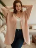 Plain Textured Curved Hem Cardigan sold by Bloomchic