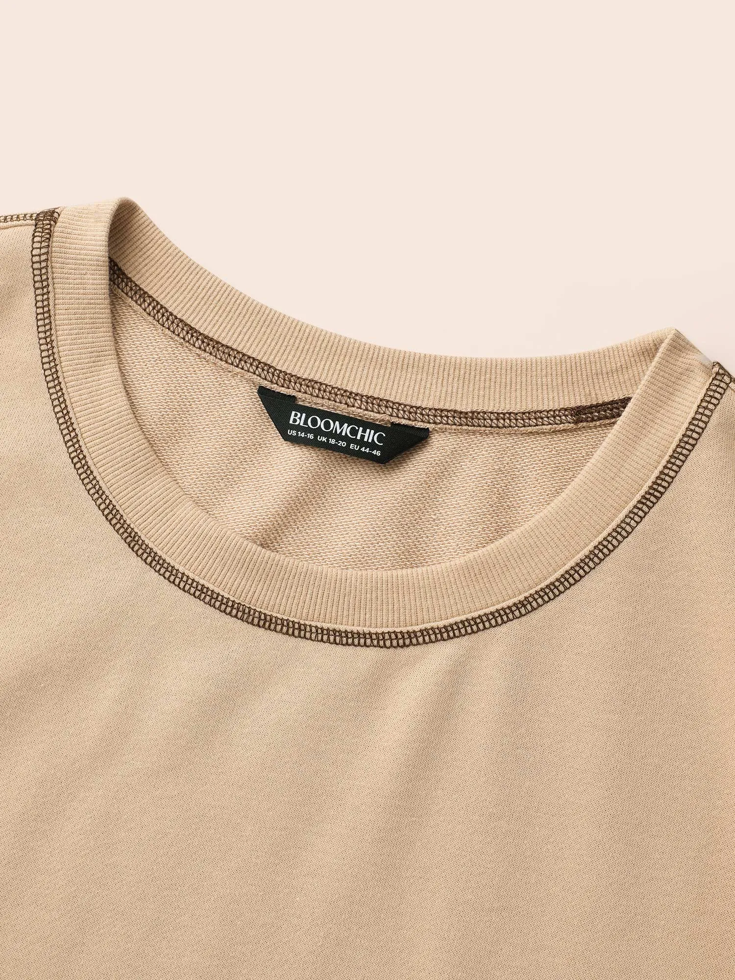 Round Neck Topstitching Patchwork Sweatshirt sold by Bloomchic product image thumbnail 5