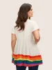 V Neck Colorblock Contrast Ruffle Sleeve T-shirt sold by Bloomchic
