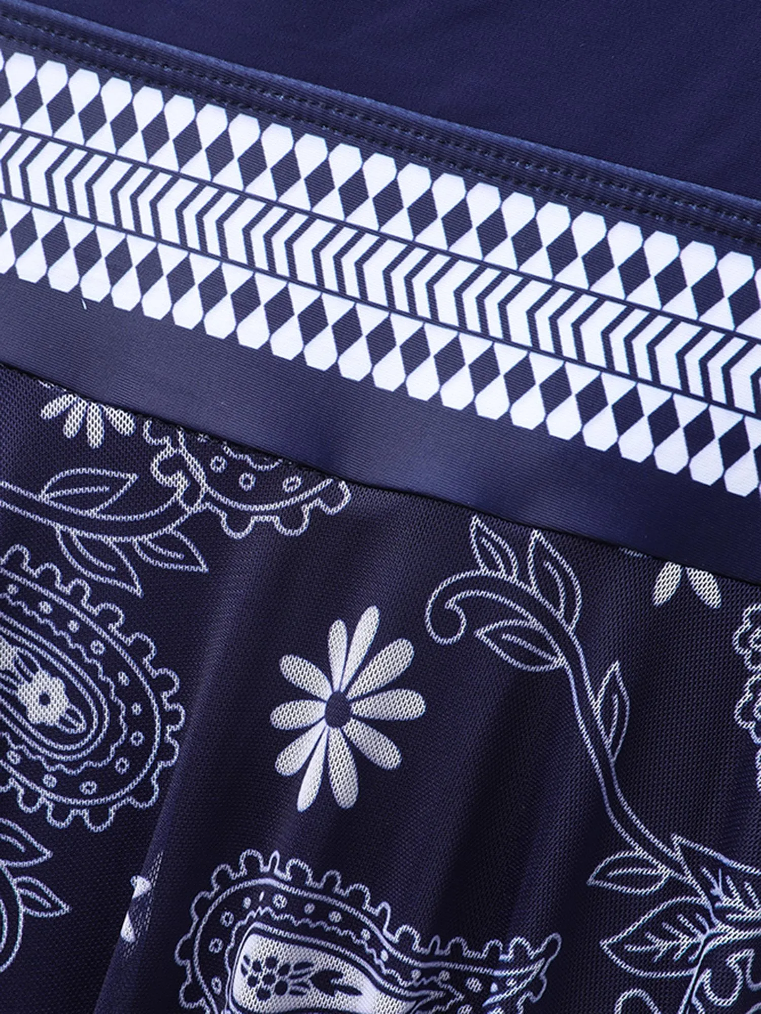 Overlap Collar Bandana Print Mesh Swim Dress sold by Bloomchic product image thumbnail 5