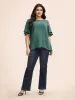 Solid Tiered Ruffles Split Hem Blouse sold by Bloomchic