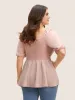 Solid Heart Neckline Pleated Button Detail Blouse sold by Bloomchic