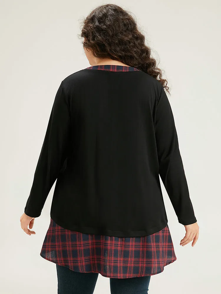 Plaid Patchwork Button Through T-shirt sold by Bloomchic product image thumbnail 5