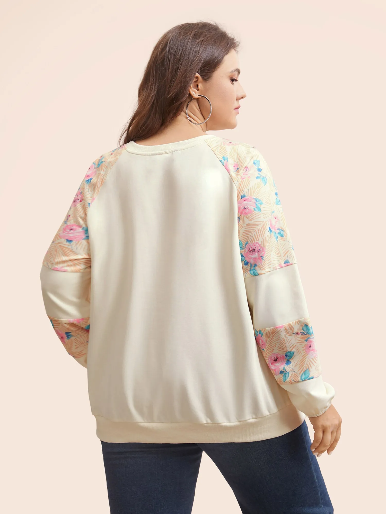 Floral Patchwork Lantern Sleeve Sweatshirt sold by Bloomchic product image thumbnail 2