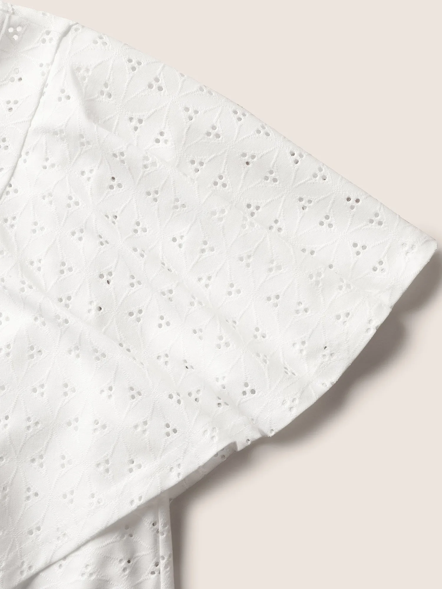 Round Neck Texture Cut Out Ruffle Sleeve T-shirt sold by Bloomchic product image thumbnail 5