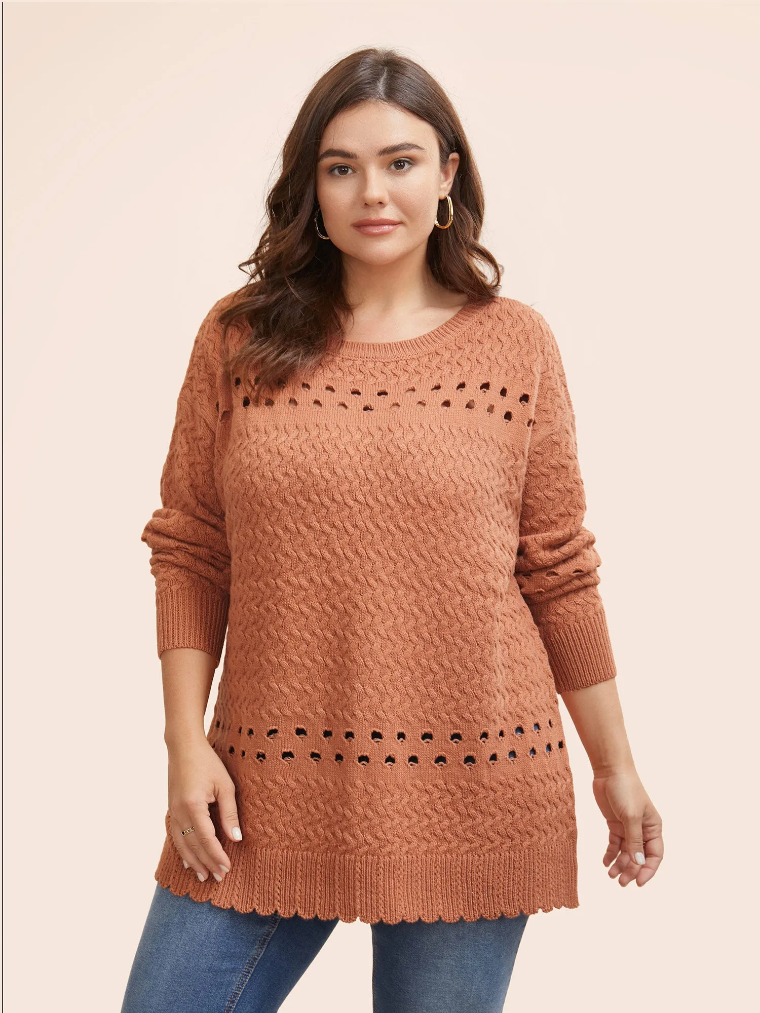 Solid Drop Shoulder Sleeve Cut Out Pullover sold by Bloomchic