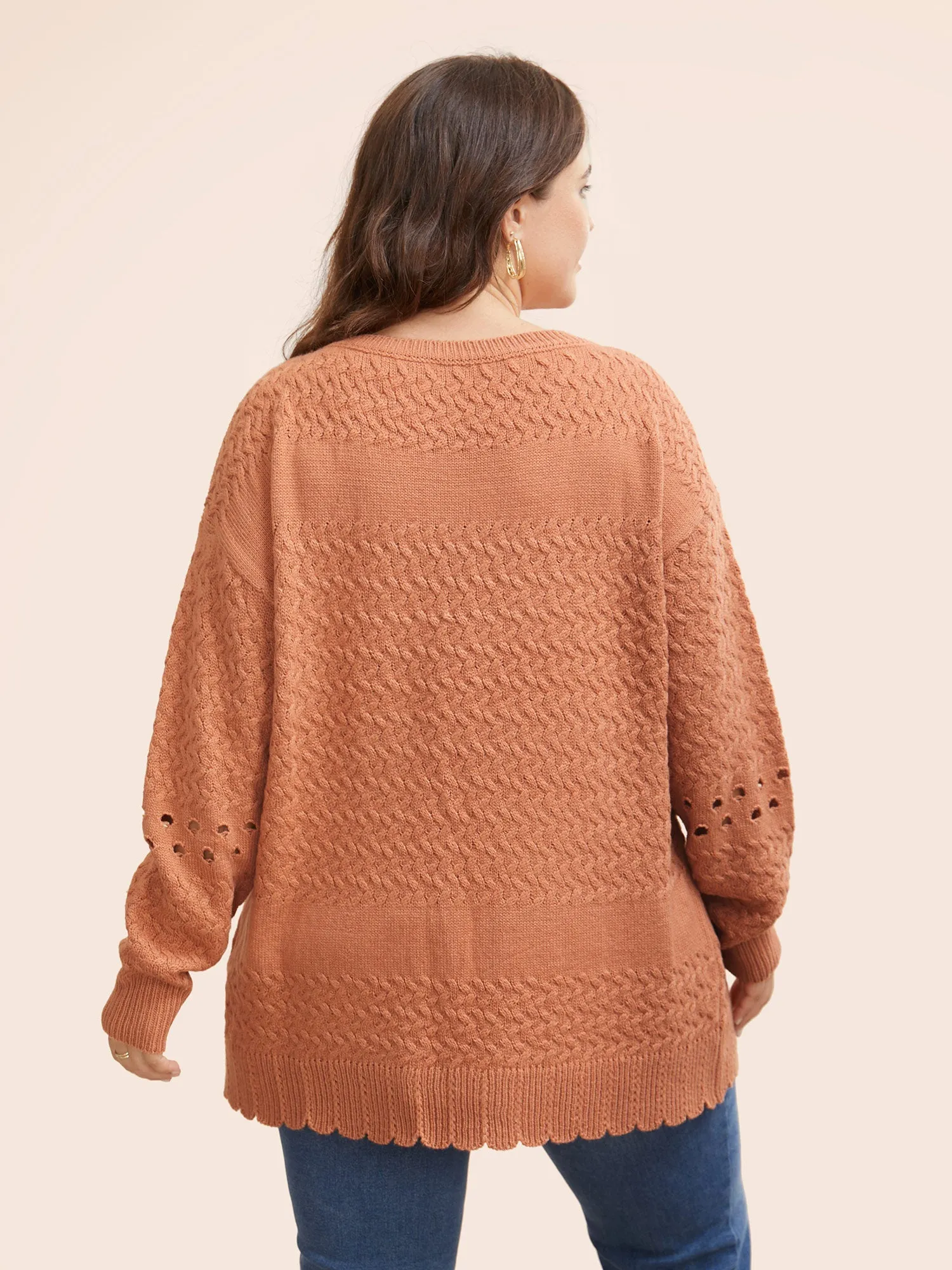 Solid Drop Shoulder Sleeve Cut Out Pullover sold by Bloomchic product image thumbnail 2
