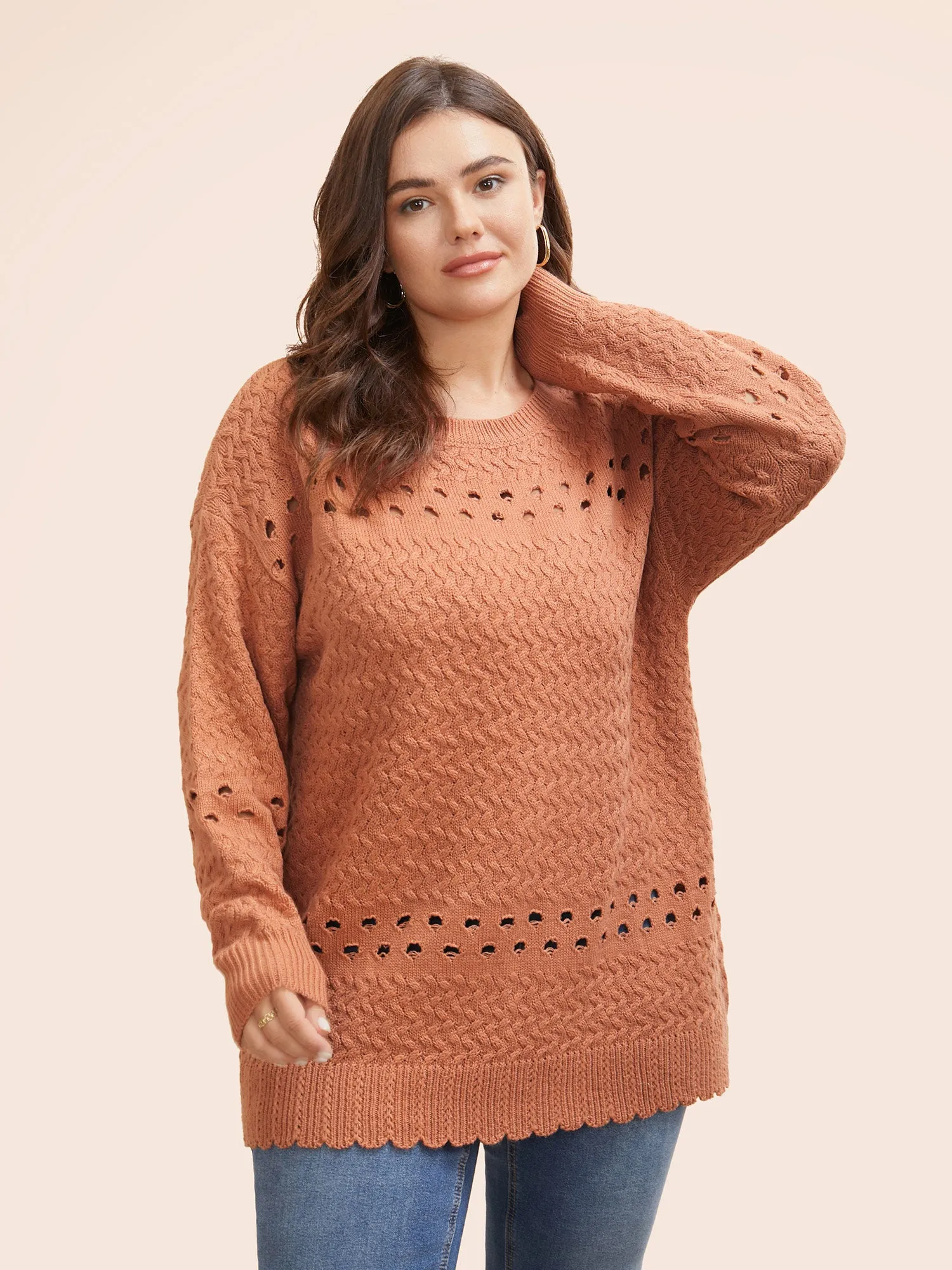 Solid Drop Shoulder Sleeve Cut Out Pullover sold by Bloomchic product image thumbnail 4