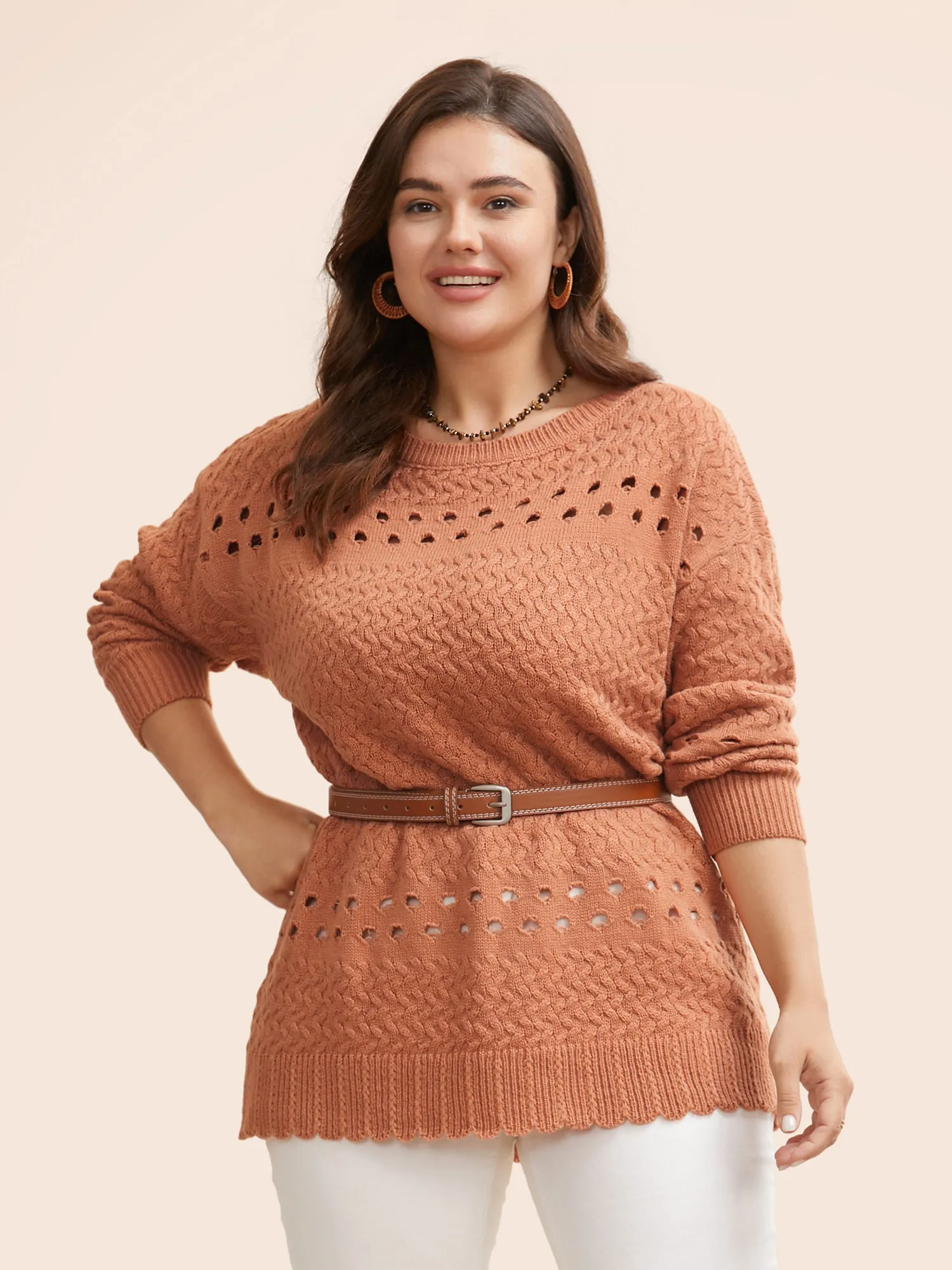 Solid Drop Shoulder Sleeve Cut Out Pullover sold by Bloomchic product image thumbnail 3