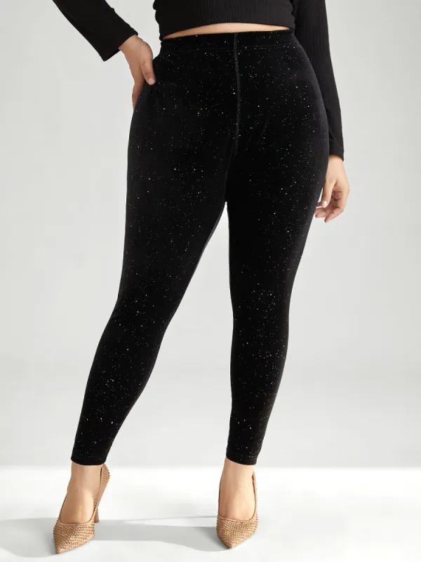 Velvet Rhinestone High Rise Skinny Leggings sold by Bloomchic