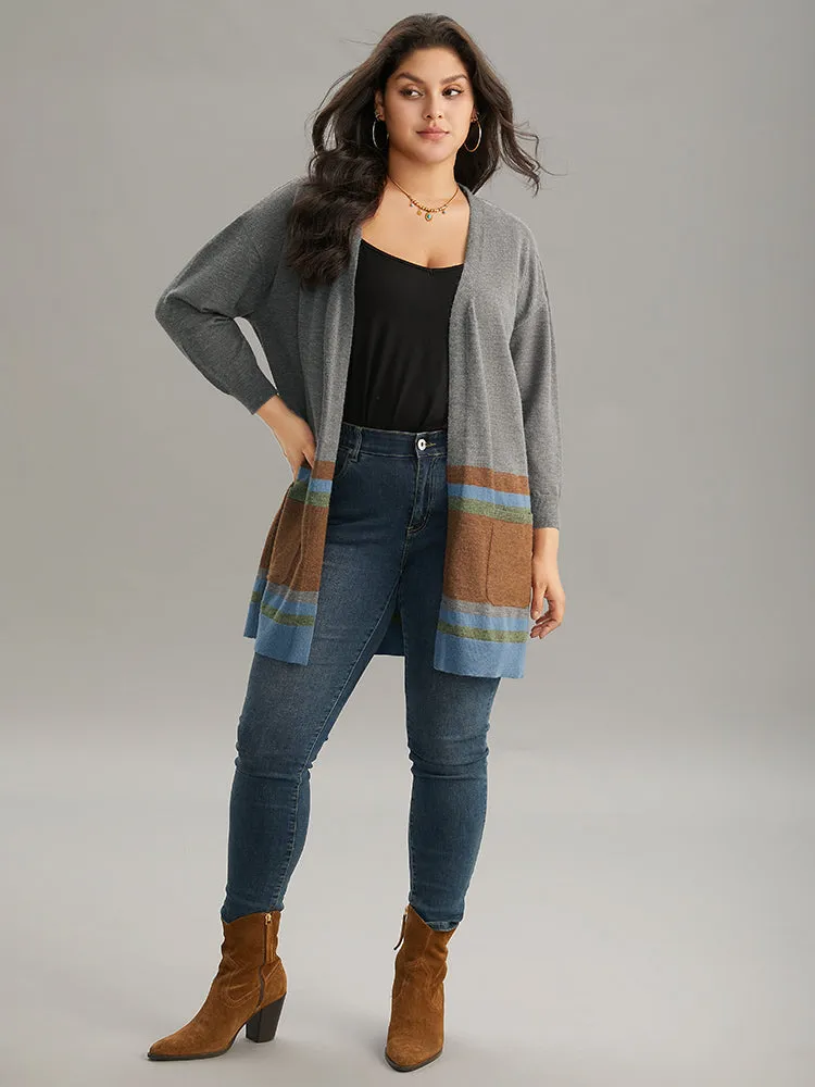 Anti-Pilling Colorblock Contrast Open Front Cardigan sold by Bloomchic product image thumbnail 4