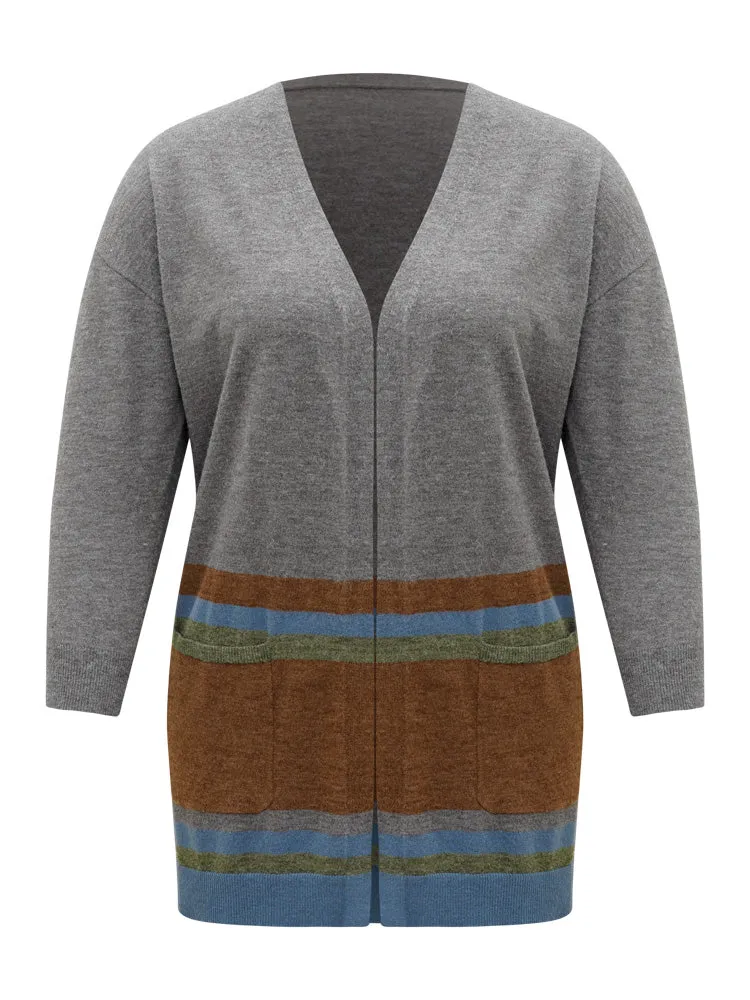 Anti-Pilling Colorblock Contrast Open Front Cardigan sold by Bloomchic product image thumbnail 5