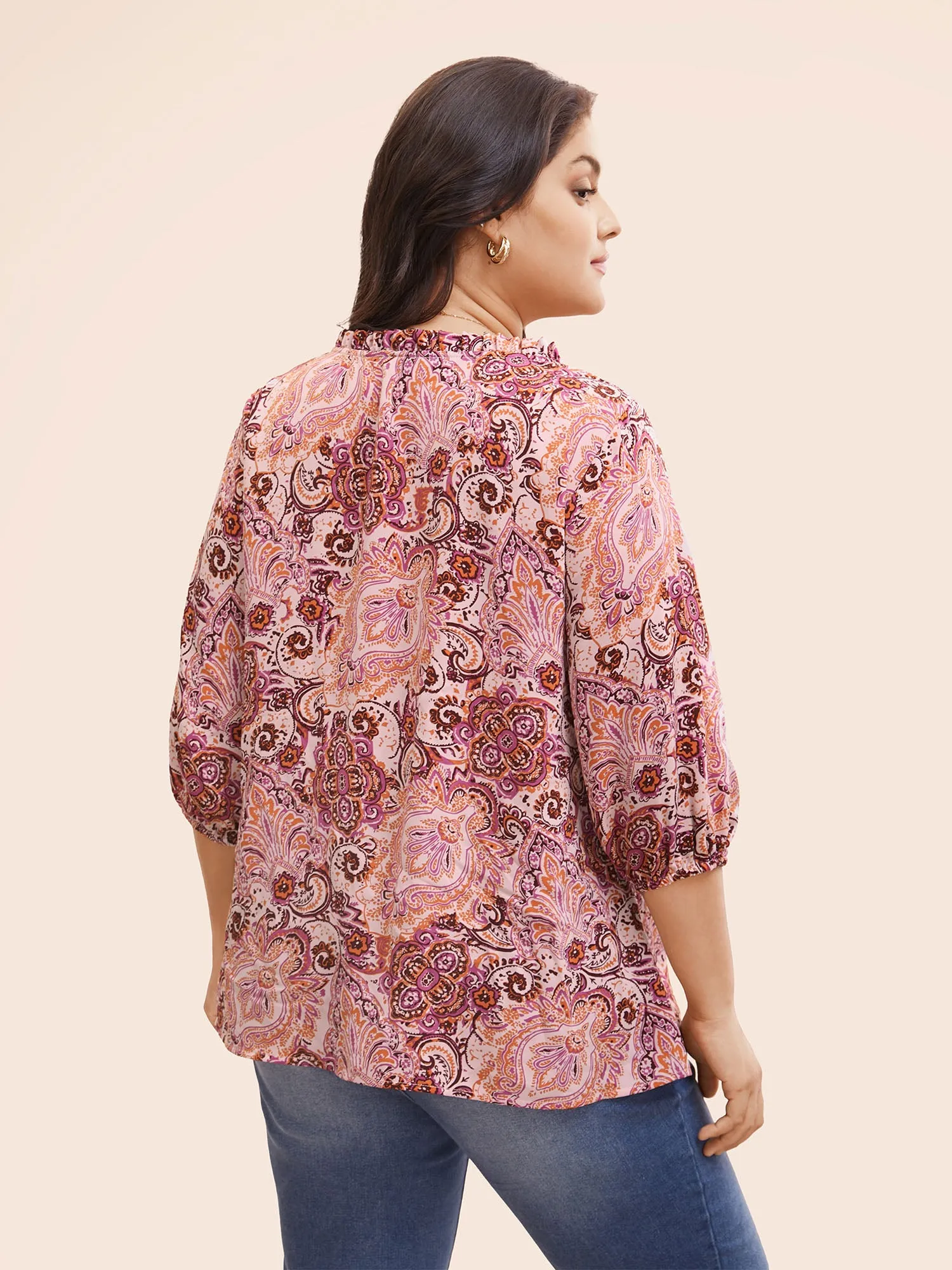 Bandana Frill Trim Tie Knot Blouse sold by Bloomchic product image thumbnail 4