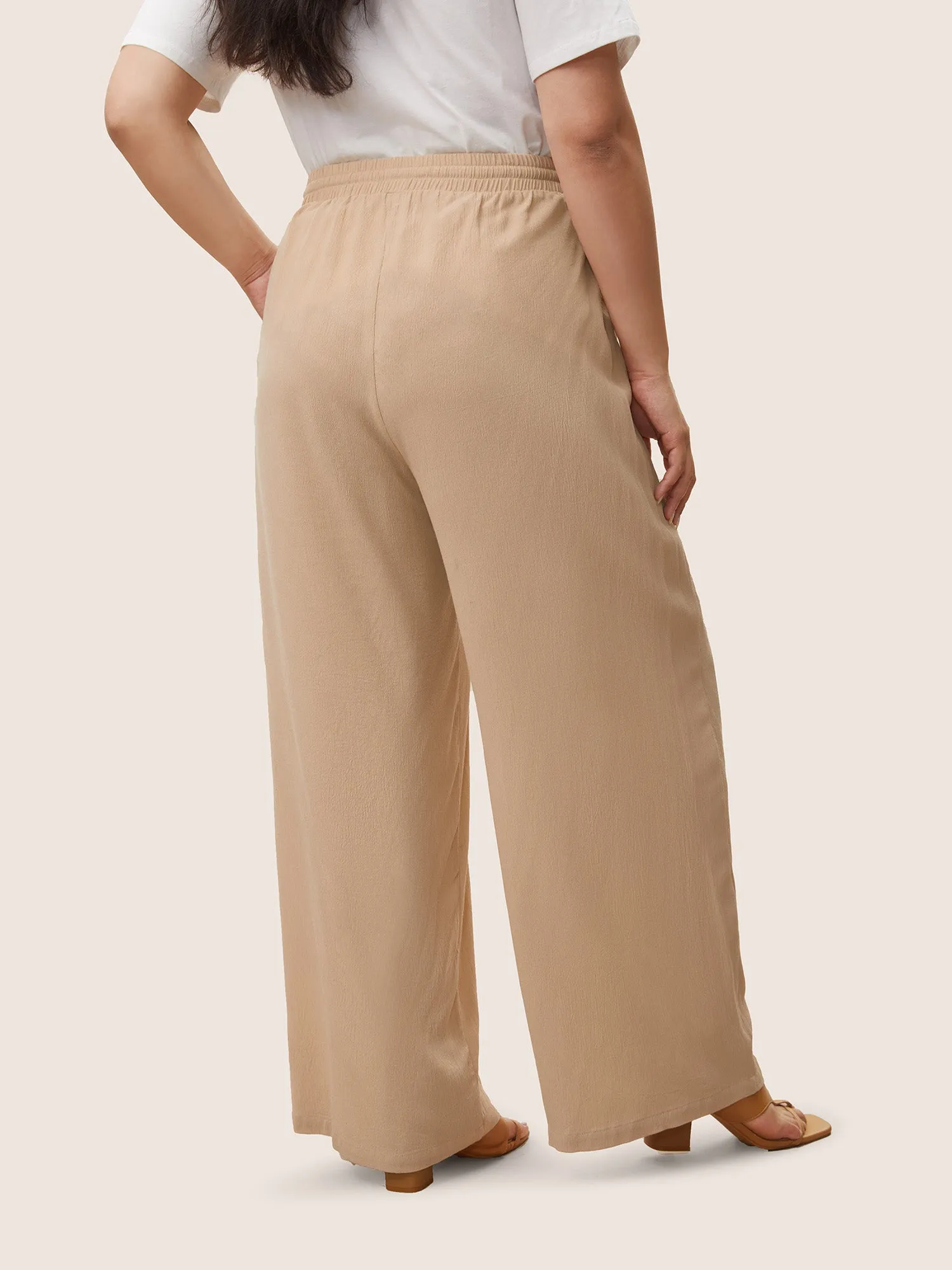 Solid Texture Drawstring Rayon Wide Leg Pants sold by Bloomchic product image thumbnail 2