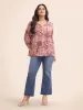 Bandana Frill Trim Tie Knot Blouse sold by Bloomchic