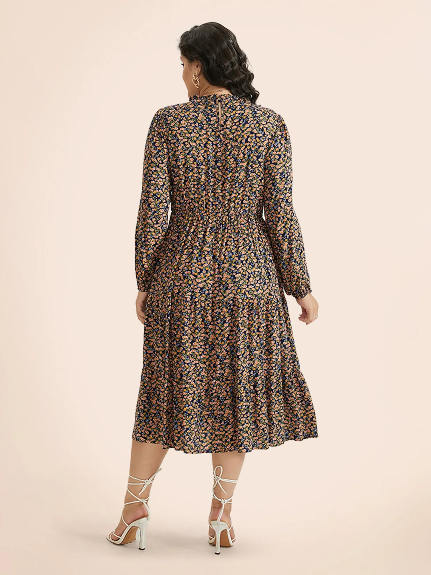 Ditsy Floral Shirred Pocket Pleated Frill Trim Dress sold by Bloomchic product image thumbnail 3