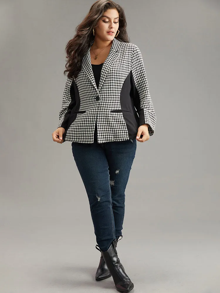 Houndstooth Patchwork Button Up Pocket Blazer sold by Bloomchic product image thumbnail 5