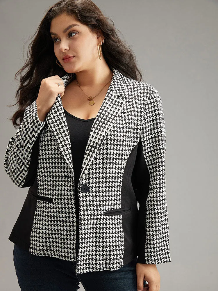 Houndstooth Patchwork Button Up Pocket Blazer sold by Bloomchic product image thumbnail 2
