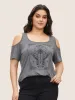 Horoscope Print Cold Shoulder T-shirt sold by Bloomchic